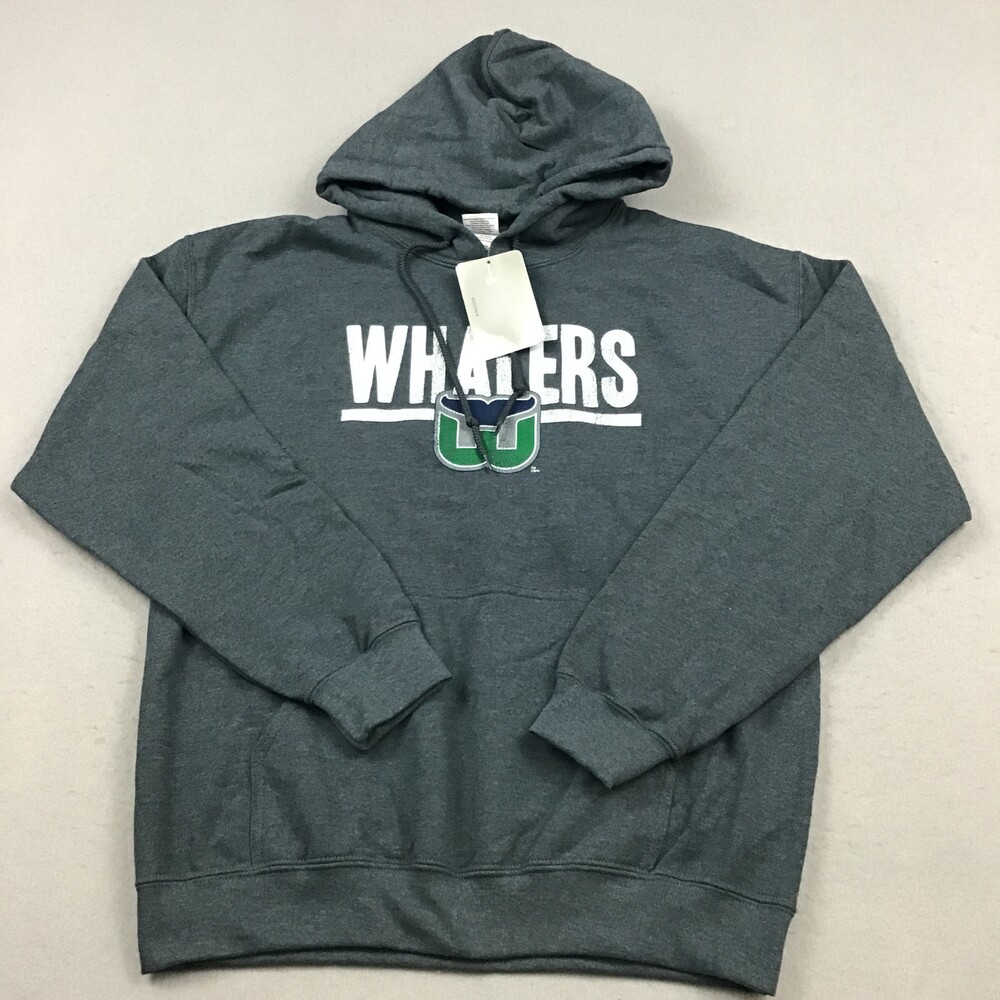 Hartford Whalers Hoodie Men Medium Gray NHL Sweatshirt Pullover Hockey Pockets M